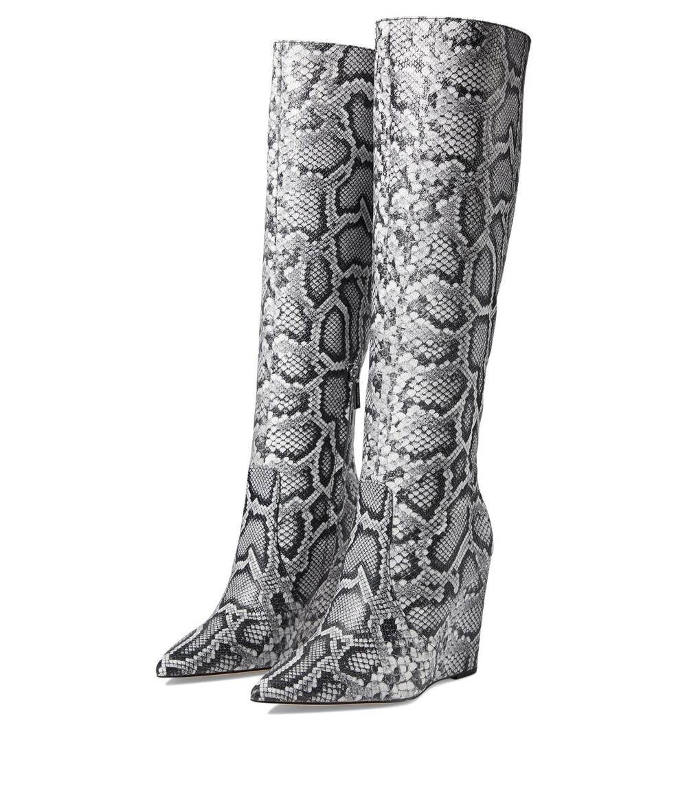 Michael Kors Isra Snake Embossed Leather Wedge Boot Size 8 M